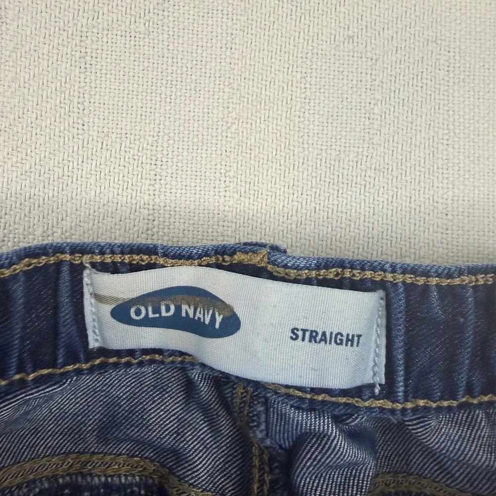 Old Navy Boys Dark Wash Straight Leg Jeans Elastic Waist Size 4T Blue Denim
